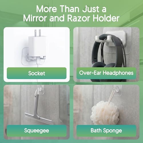 Hook Lab Fog-Resistant Shower Mirror with Razor Holder – Shatterproof