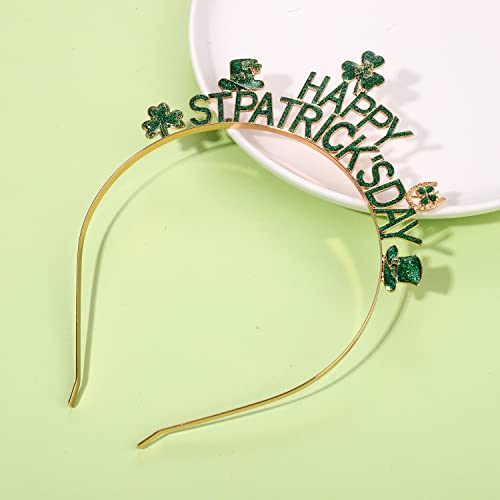 CEALXHENY St. Patrick's Day Shamrock Headband with Glitter Rhinestones