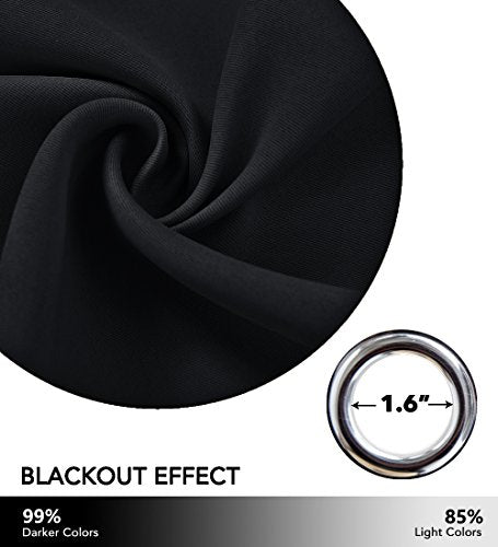 NICETOWN Blackout Curtain Panel - 42x63 Inch, Energy Efficient, Black