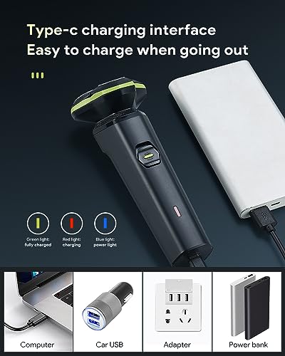 MAXWISDOM Electric Razor for Men - Black, 3D Floating Head & Type-C Charging
