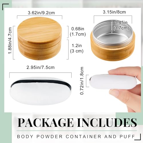 Frienda 150ml Bamboo Loose Powder Container with Puff, Travel Makeup Jar