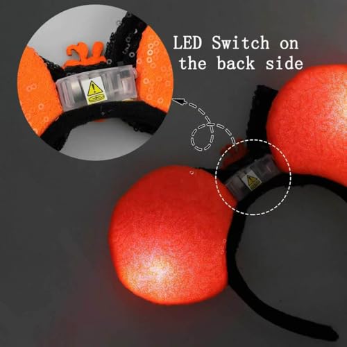 LED Light Up Mouse Ear Headband with Sequin Bow for Halloween