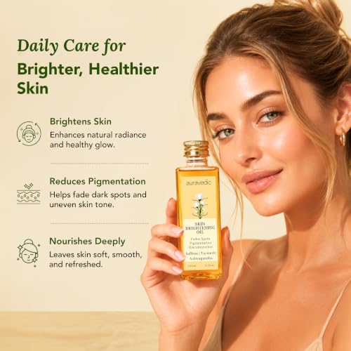 Auravedic Skin Brightening Face Oil with Turmeric & Saffron - 3.38 Fl Oz