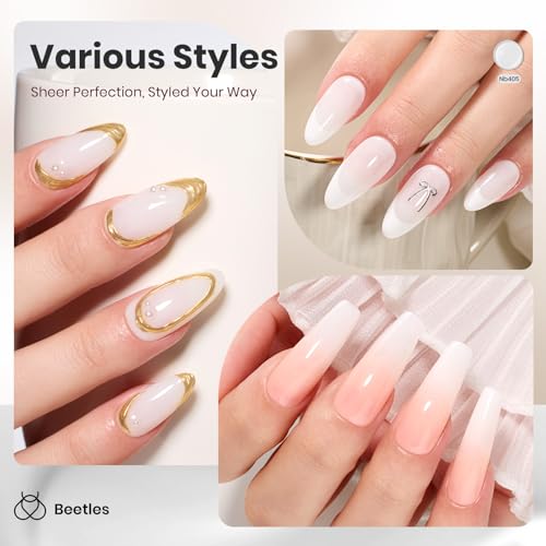 Beetles Milky White Gel Nail Polish - 8ml HEMA-Free Sheer Finish