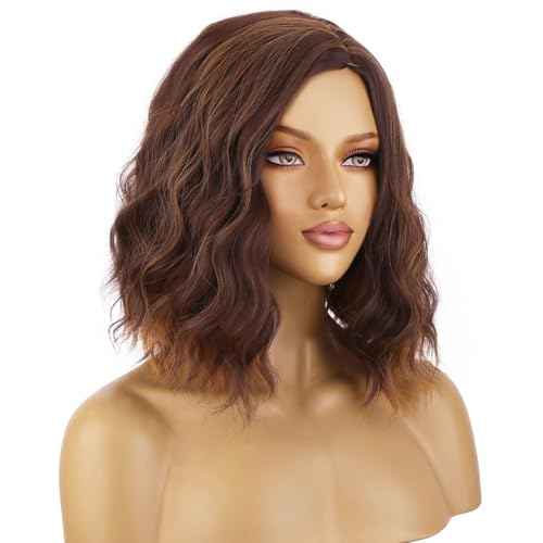 BERON Brown Mixed Wig Short Curly Hair for Daily Cosplay & Parties