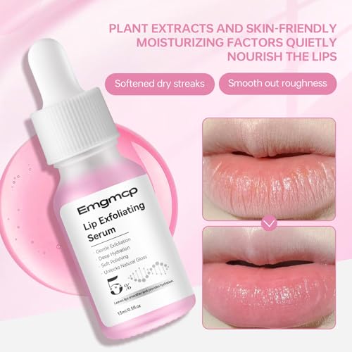 Emgmcp 5% PHA Exfoliating Lip Serum - Hydrating Overnight Lip Treatment