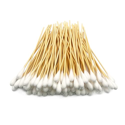 100 Pack 6-Inch Bamboo Cotton Swabs for Pet Care & Cleaning