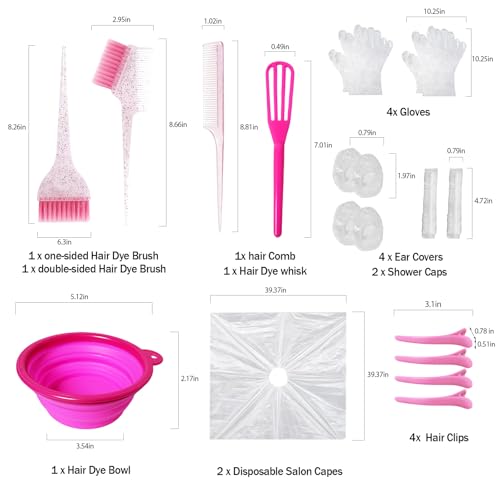 21-Piece Professional Pink Hair Dye Kit for Home Coloring