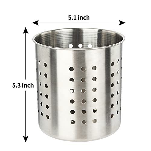Saiveina Stainless Steel Utensil Holder - Round Kitchen Organizer 5.3"H x 5.1"D