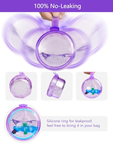 Mckkor Transparent Purple Leak-Proof Denture & Retainer Travel Case with Brush