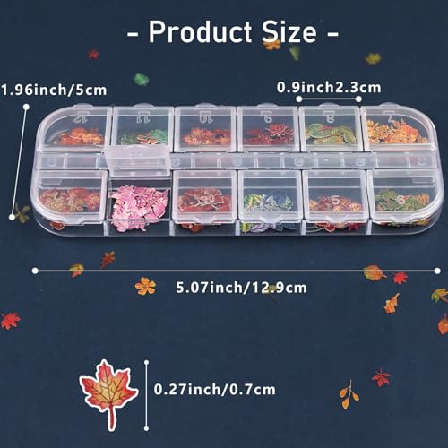 Maple Leaves Nail Art Sequins - 3D Fall Stickers, 2 Boxes
