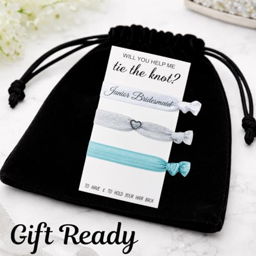 Teal Junior Bridesmaid Hair Ties - Infinity Collection 3pcs No Crease Elastic Wedding Accessories