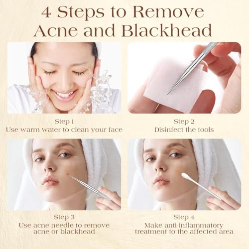 DERMATED Blackhead Remover Tool Set - 2 Pcs Dual-Ended Extractors
