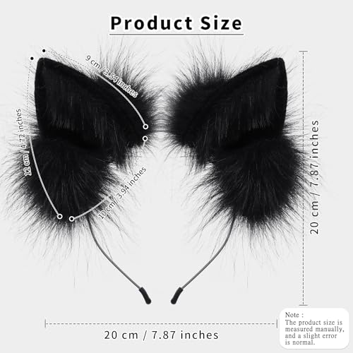 White Furry Cat Wolf Fox Ears Headband for Halloween Cosplay