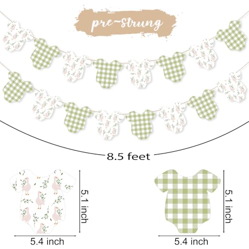 Silly Goose Sage Green Gingham Banner - 2Pcs Baby Shower Decor