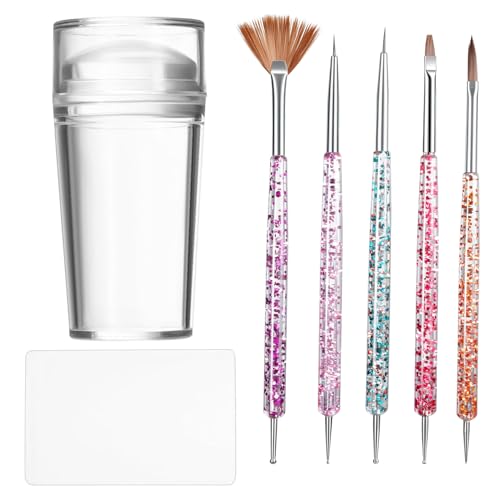 French Tip Nail Stamp Kit with Scraper & Brushes - DIY Nail Art
