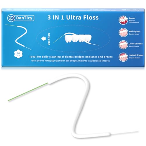 DanTicy 80-Count 3-in-1 Floss Threader for Braces, Bridges & Implants
