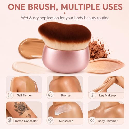 Wide Kabuki Body Makeup Brush for Self Tanner & Bronzer