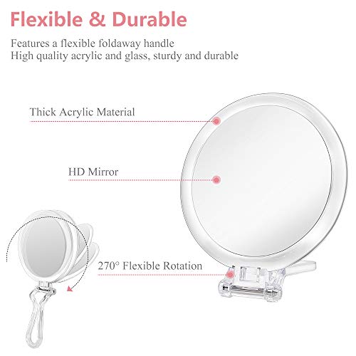 Cheftick Clear Double-Sided Handheld Makeup Mirror - 7X Magnification