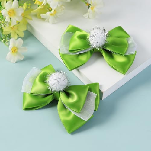Fancheer Green Fairy Hair Bows - 2PC Princess Clips for Kids