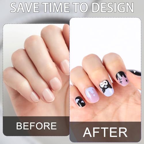 24PCS Black Rabbit Short Press On Nails - Kawaii Anime Design
