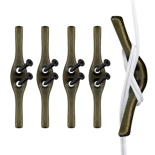 Antique Brass Blind Cord Cleats - 4 Pack Metal Winders for Window Blinds