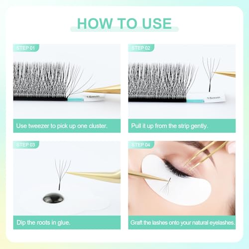 NAGARAKU 5D W Premade Lash Extensions - Fluffy Matte Black 8-15mm
