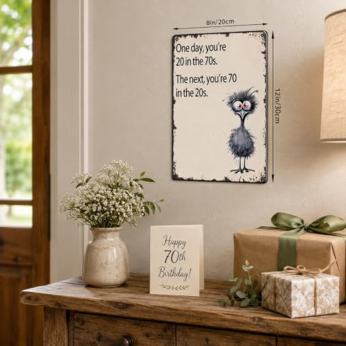 Funny 70th Birthday Aluminum Plaque - Vintage Wall Art for Men & Women