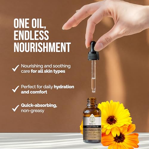 Calendula Infused Skin Oil - Natural Hydrating & Soothing Botanical Therapy, 1.7 Fl Oz