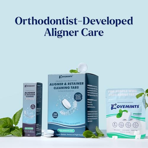 Movemints Aligner & Retainer Cleaning Tablets - 120 Count Mint Tablets