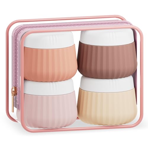 Mrsdry 4 Pack Travel Containers for Toiletries, 3 oz Red Soil, Leak Proof Silicone Jars