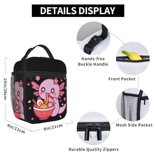 Insulated Axolotl Lunch Box for Kids - Pink Ramen Theme
