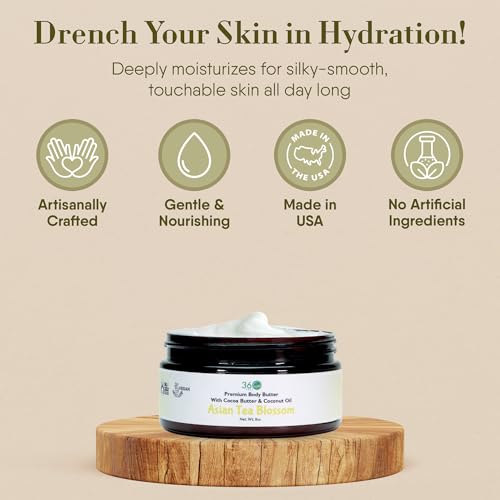 360Feel Asian Tea Blossom Body Butter, Shea & Cocoa Butter, 8 oz