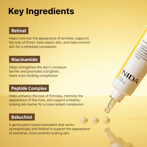 NIDA Revive Eye & Face Cream with Probiotics, Retinal & Peptides - 1.35 fl oz