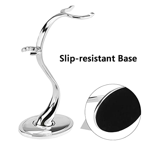 Linkidea Chrome Razor and Shaving Brush Stand - Weighted Metal Organizer