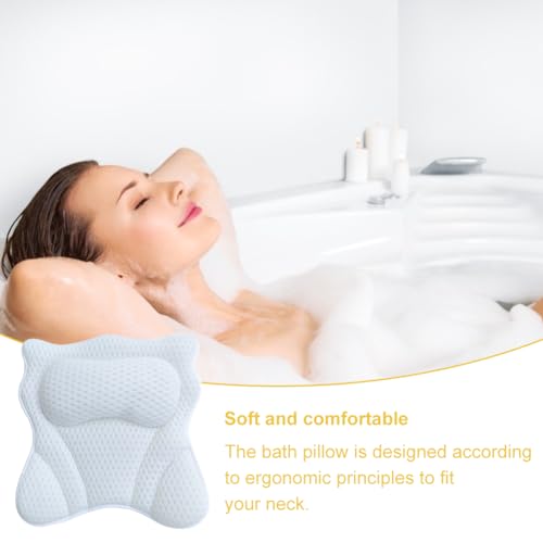 Saycker White Bath Pillow for Tub - Ergonomic Neck & Back Support, Reusable & Washable