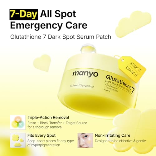 MANYO Glutathione Dark Spot Serum Patch - 7-Day Hyperpigmentation Treatment, 30 Count