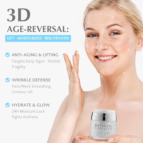 EnaSkin Retinol Collagen Face Cream with 7% Hyaluronic Acid - Anti-Aging Moisturizer for Neck & Décolleté, 1.7 Oz