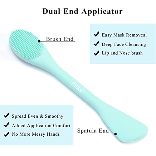 MSQ Silicone Face Mask Brush Pink & Blue Double-End Facial Cleansing Tool