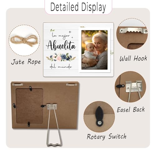 Wooden Abuelita Photo Frame for Grandmother - 4x6 Inches