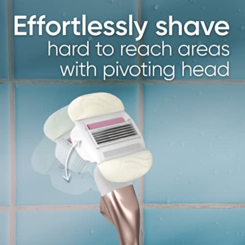 Gillette Venus Razor for Women, ComfortGlide plus Olay Sugarberry, Rose Gold Metal Handle + 4 Blade Refills, 5-Blade Razor Cartridges, Moisture Bars