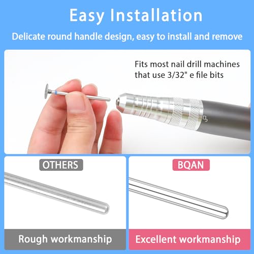 BQAN Diamond Cuticle Drill Bits Set - 2 Pcs 3/32" Shank