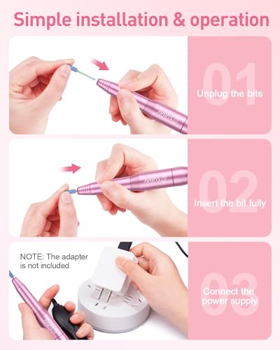 SUBAY Light Pink Electric Nail Drill 20000RPM Portable Nail File for Acrylic & Gel Nails