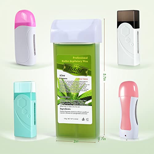 Aloe Vera Hair Removal Wax Refill - Soft Wax Roller Cartridge 4 Pack