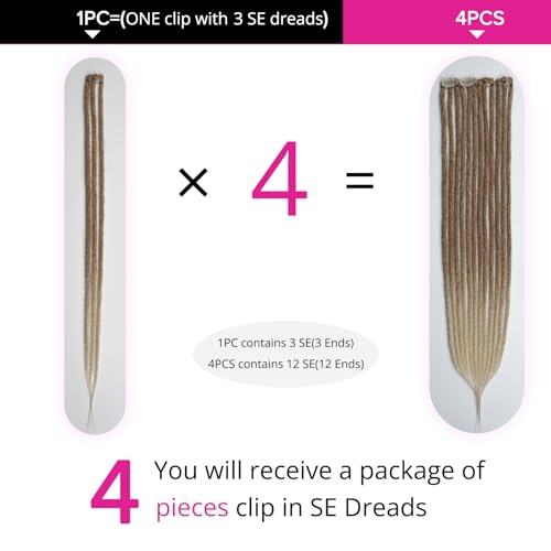 Kyriena 24-Inch Synthetic Clip-In Dreadlock Extensions - 4 Piece Set