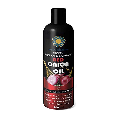 Hair Treatment Oil with Red Onion – AYURVEDASHREE Onion Black Seed, Argan, Sandalwood & Rose 200 ml