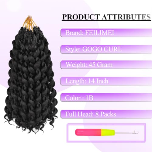 FEILIMEI GoGo Curl Crochet Hair Extensions - Pre-Looped Synthetic Boho Style