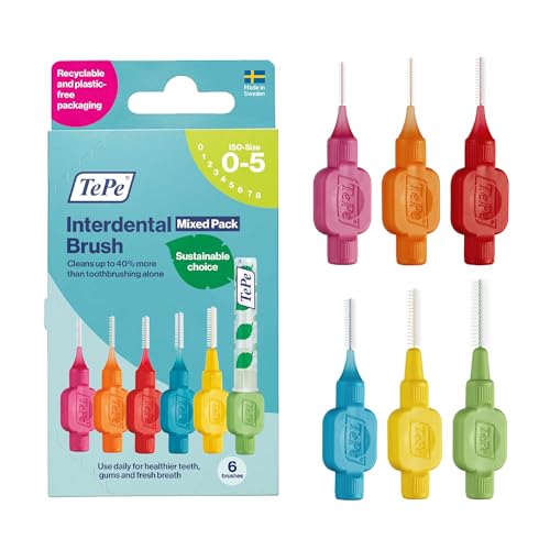 TePe Original Interdental Brush Mix 6 Pack – Gentle Clean Between Teeth