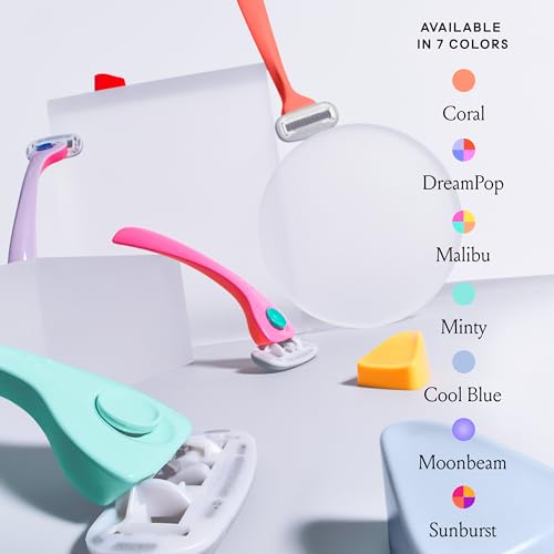 Billie Razors for Women, Minty - 1 Handle, 4 Refills & Magnetic Holder