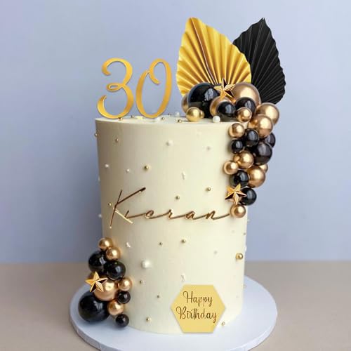 44Pcs Black and Gold Cake Toppers Set for Men's Birthday